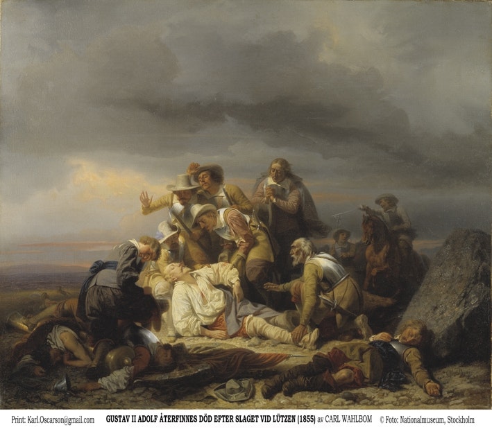 GUSTAV II ADOLF ÅTERFINNES DÖD EFTER SLAGET VID LÜTZEN av Carl Wahlbom