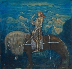 EN RIDDARE RED FRAM av JOHN BAUER Stor variant