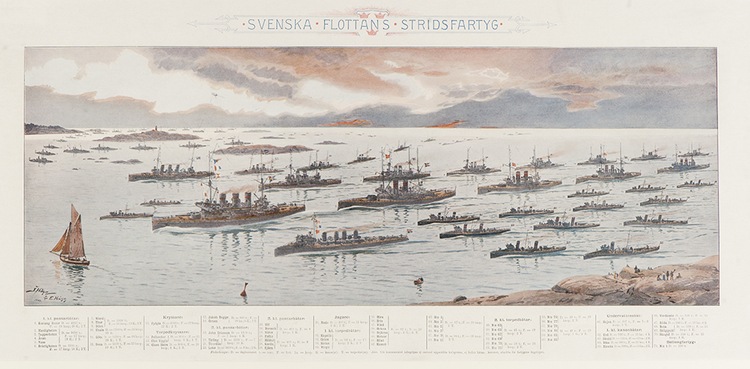 SVENSKA FLOTTANS STRIDSFARTYG 1903 av JACOB och ELEONORA HÄGG (AFFISCH)