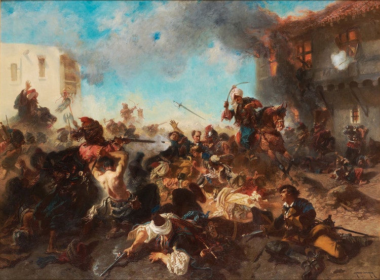 KARL XII OCH KALABALIKEN I BENDER av CHARLES ÉDOUARD ARMAND-DUMARESQ