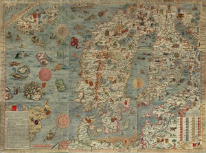 CARTA MARINA av ÄRKEBISKOP OLAUS MAGNUS Karta över Norden Baltikum Thule 1539