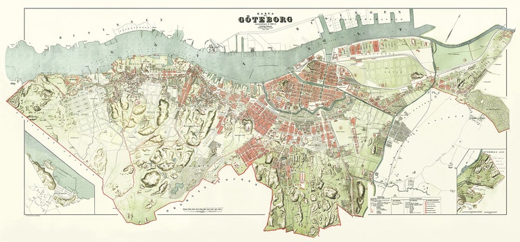 STADSKARTA GÖTEBORG 1888 av LUDVIG SIMON
