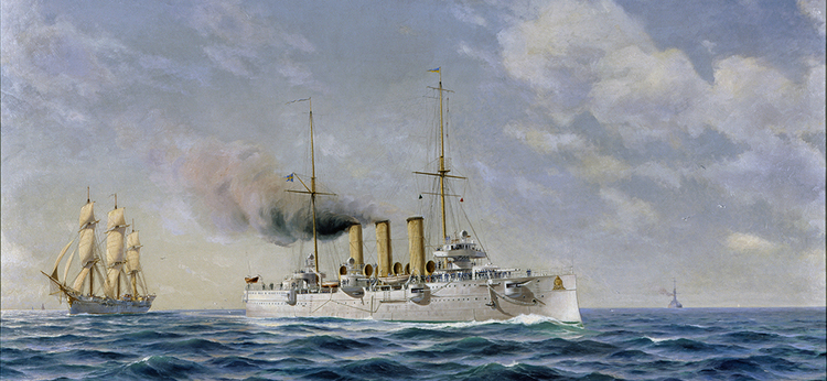 PANSAR KRYSSARE HMS FYLGIA OCH MS SAGA DRYCKESBÄGARE Mugg av Jacob Hägg