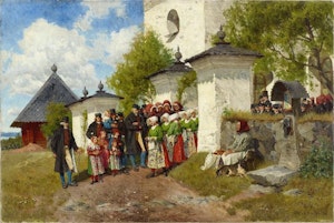KONFIRMATION I FLODA KYRKA DALARNA 1885 av OLOF ABORELIUS