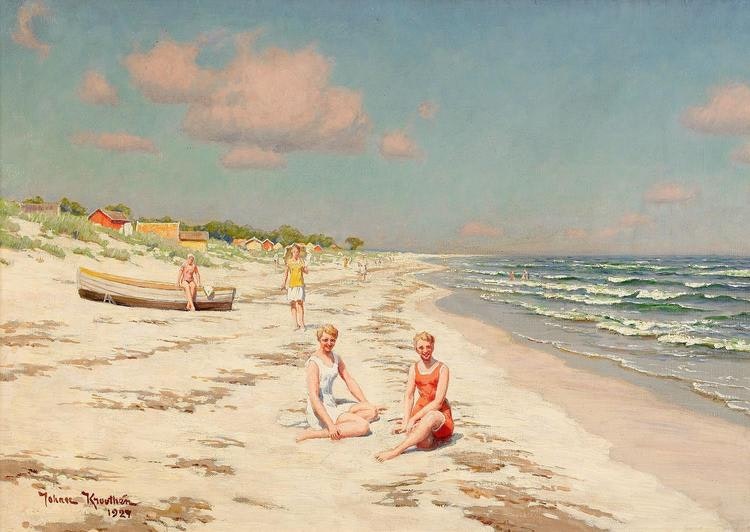 STRANDBILD SOMMAR I FALSTERBO 1924 av JOHAN KROUTHÉN
