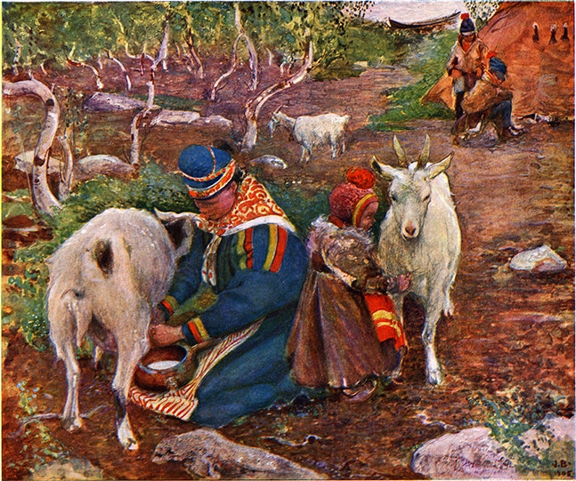 GETMJÖLKNING I JUKKASJÄRVI av JOHN BAUER av JOHN BAUER