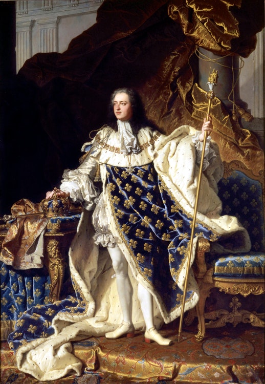 LUDVIG XV I KRÖNINGSSKRUD 1730 av Hyacinthe Rigaud