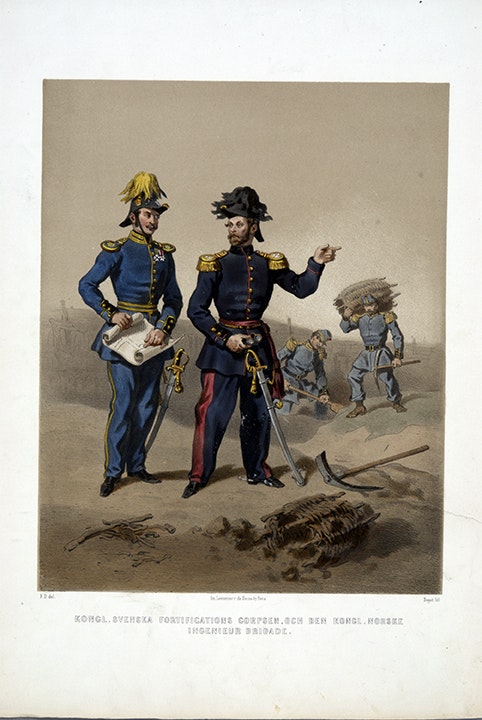 Svenska fortifikationskåren och Norska ingenjör brigaden. Efter Fritz von Dardel