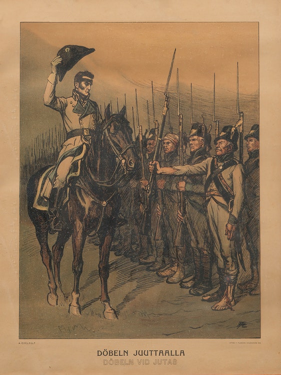 VON DÖBELN VID JUTAS efter litografi av Albert Edelfelt 1902