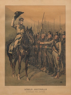 VON DÖBELN VID JUTAS efter litografi av Albert Edelfelt 1902
