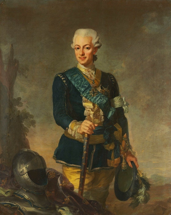 GUSTAV III I LIVGARDETS UNIFORM 1779 av LORENS PASCH D.Y.