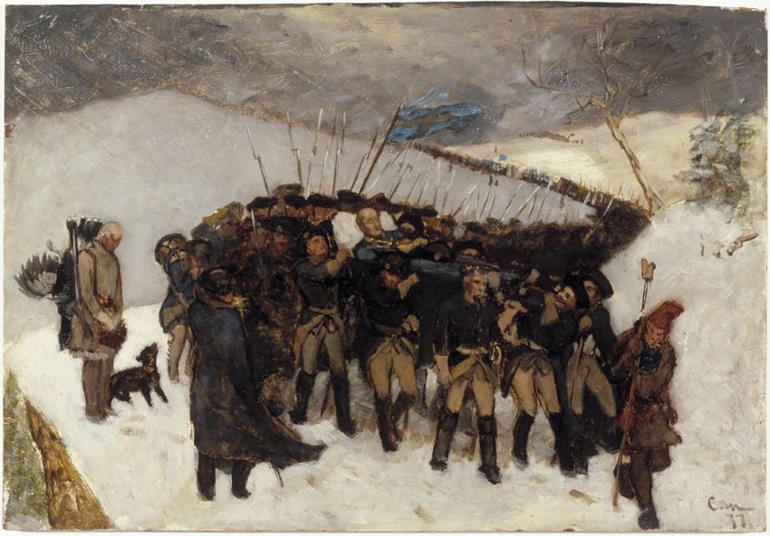 KARL XII:s LIKFÄRD 1877 av Gustaf Cederström