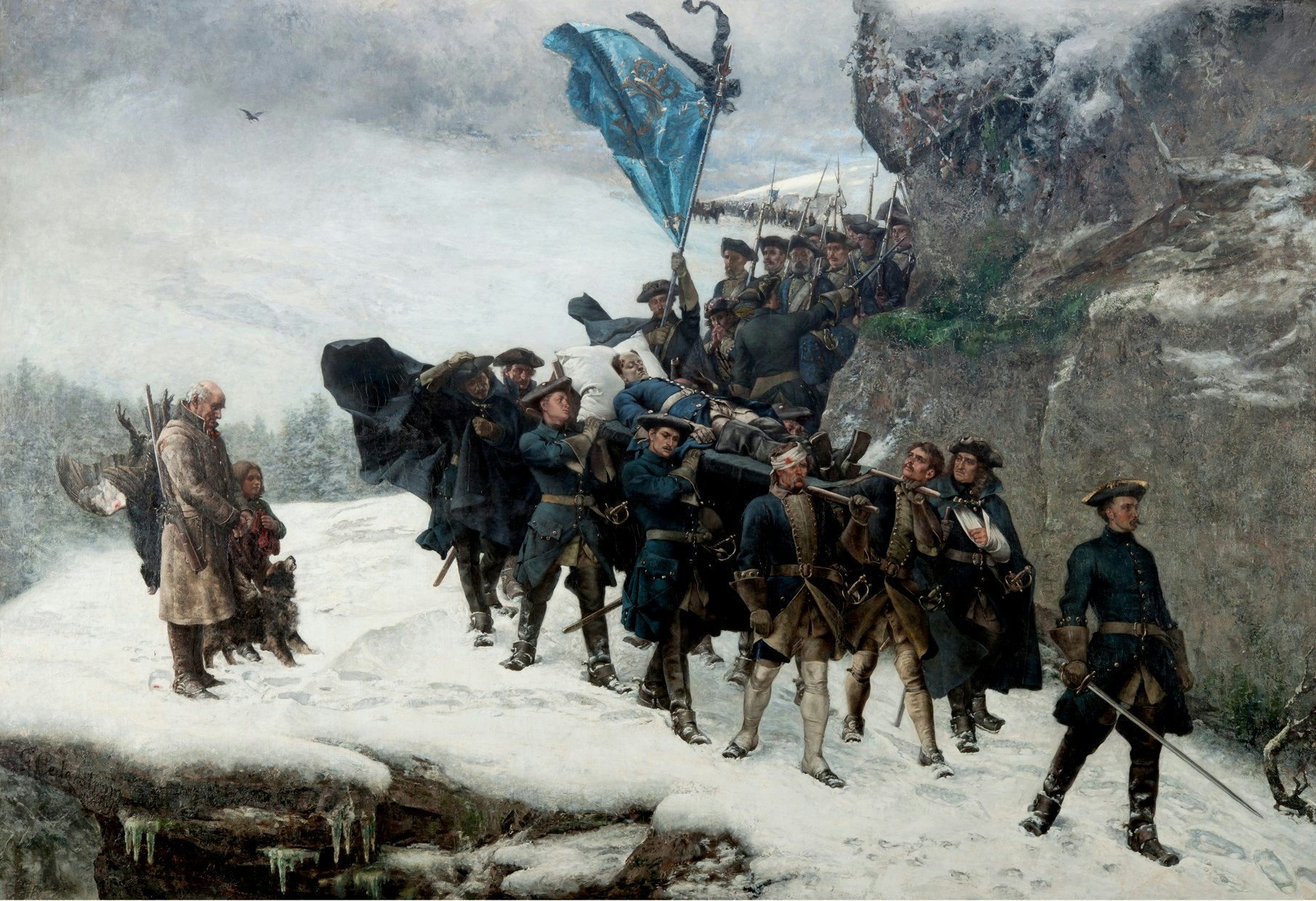 KARL XII:s LIKFÄRD 1878 av Gustaf Cederström