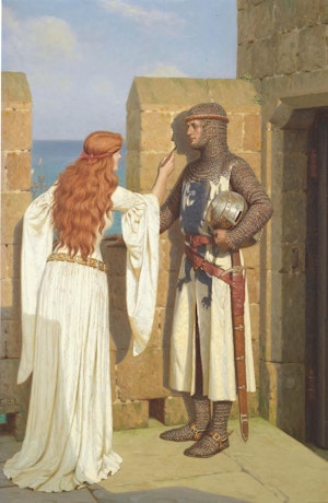 THE SHADOW - JUNGFRUN OCH KORSRIDDAREN av Edmund Blair Leighton