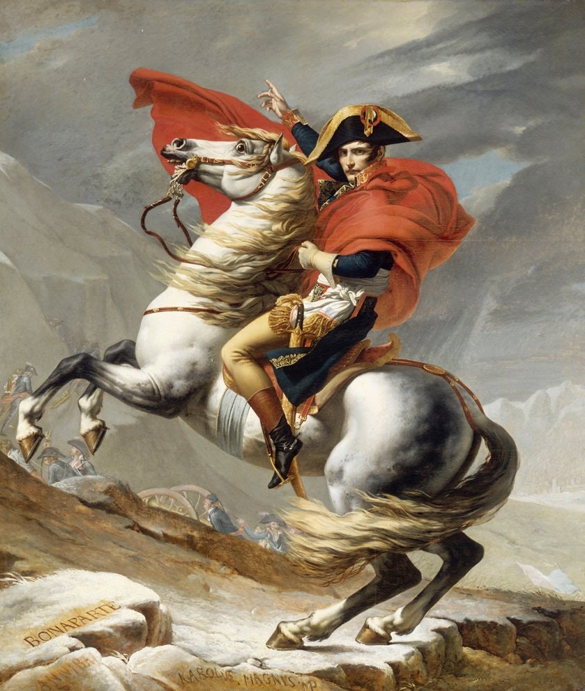 NAPOLEON BONAPARTE KORSAR ALPERNA av Jacques-Louis David