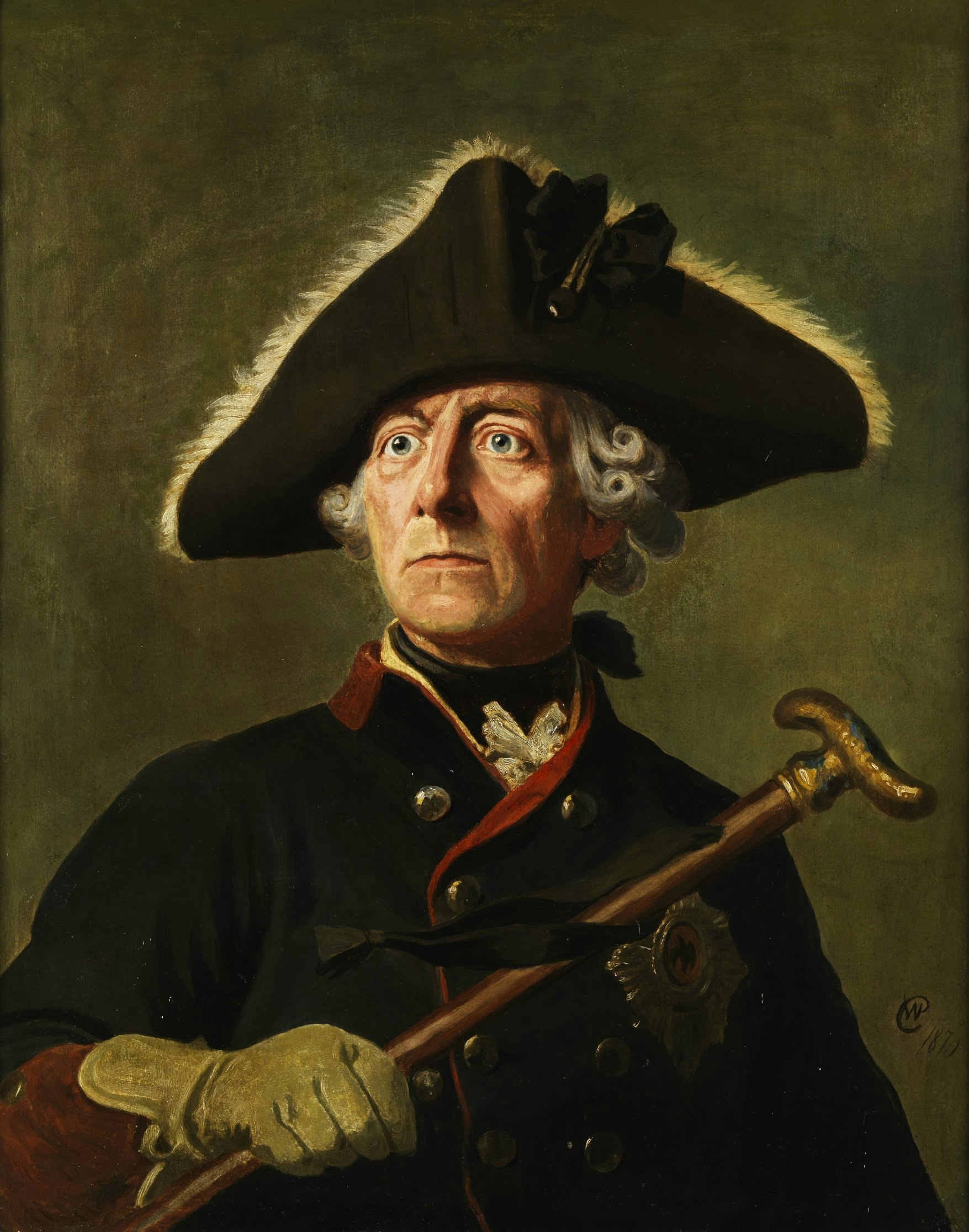FREDRIK II av PREUSSEN porträtterad av Wilhelm Camphausen
