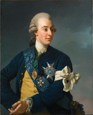 GUSTAV III MED FRIHETSBINDELN av Alexander Roslin - STOR PÅ DUK