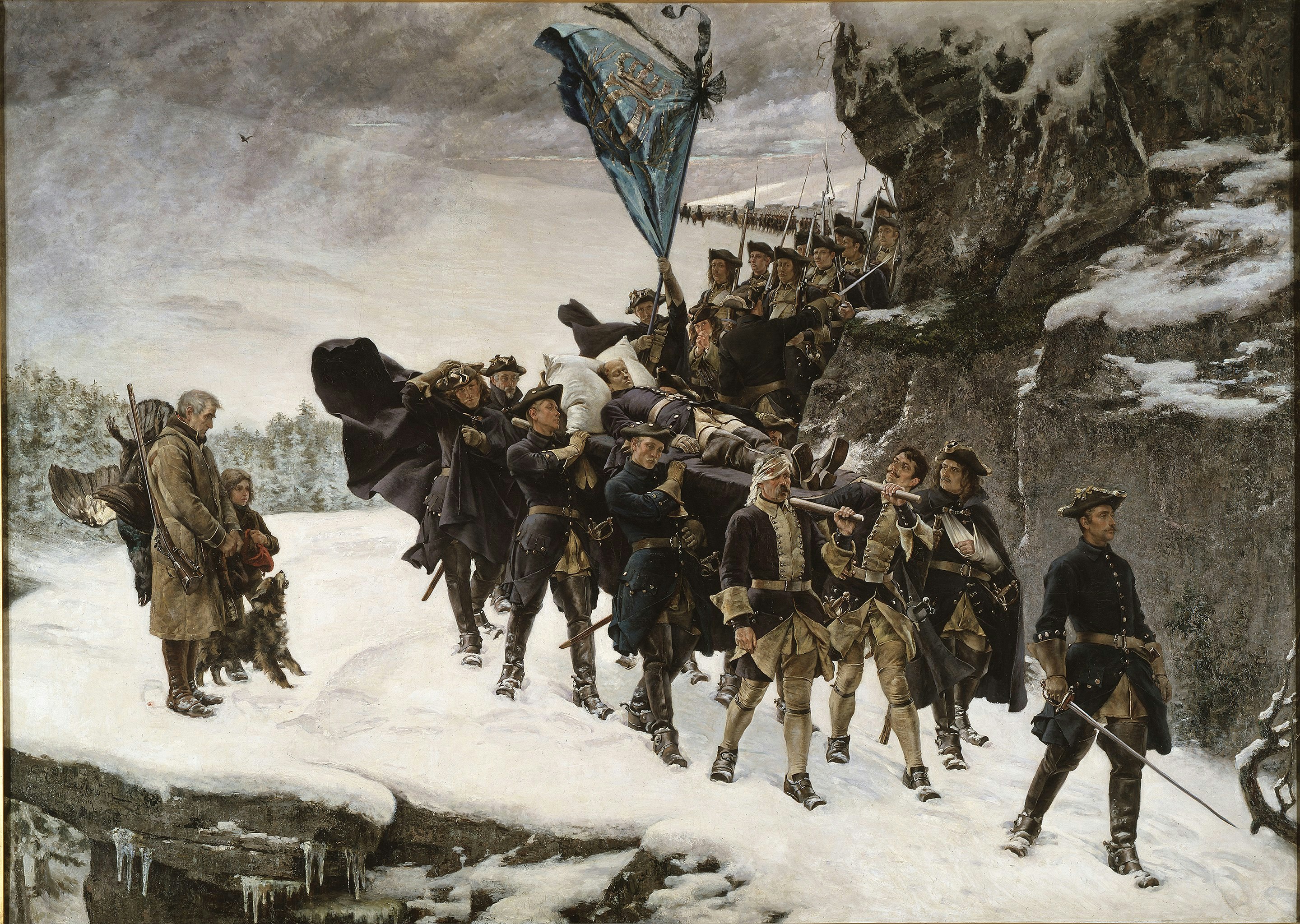 KARL XII:s LIKFÄRD 1884 av Gustaf Cederström OLJETRYCK