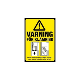 Varning klämrisk - Hiss [Dekal]