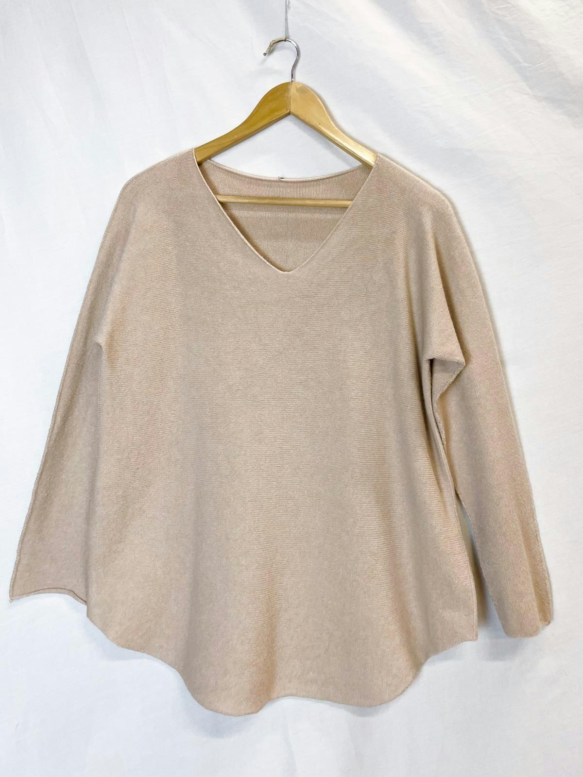 Tröja - V Ringad - Beige