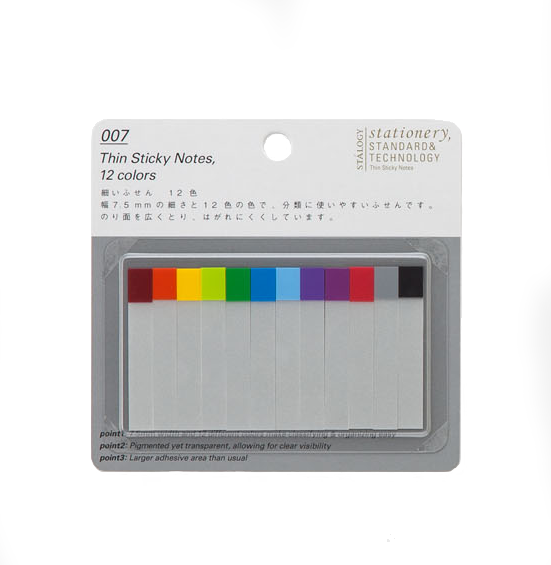 Stálogy 007 Thin Sticky Notes, 12 colours