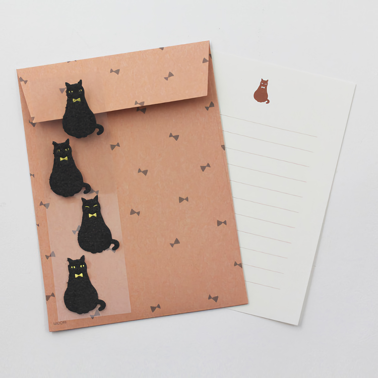 Midori Letter Set Black Cat
