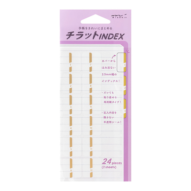 Midori Index Label Chiratto Stickers Number Gold