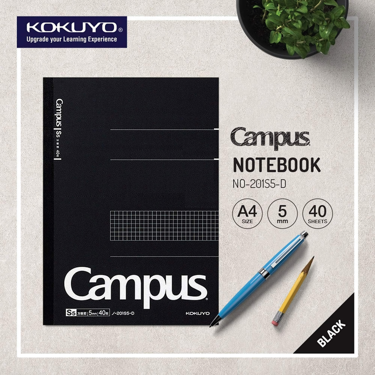 Kokuyo Campus Business Notebook A4 Rutad Svart