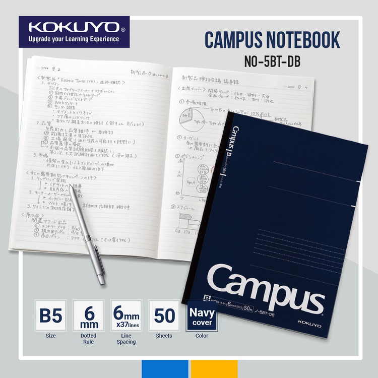 Kokuyo Campus Business Notebook B5 Dotted Lined Blå