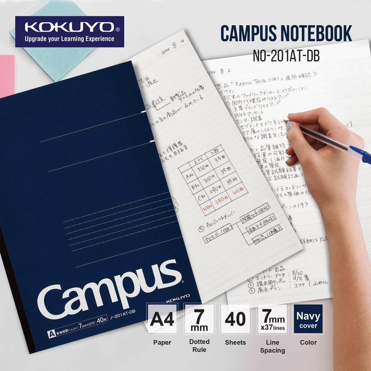 Kokuyo Campus Business Notebook A4 Dotted Lined Blå