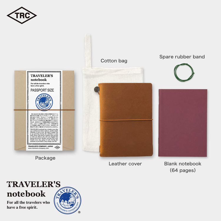 Traveler’s Company Traveler's notebook – Camel, Passport size (Starter Kit)