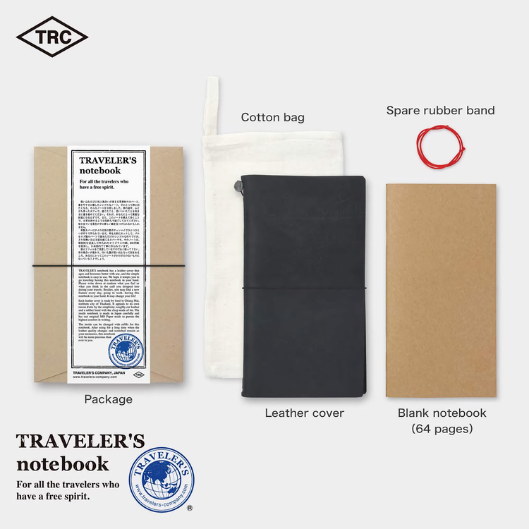 Traveler’s Company Traveler's notebook – Black, Regular size (Starter Kit)