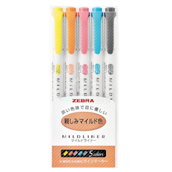 Zebra Mildliner Friendly Bold / Fine (5-pack)