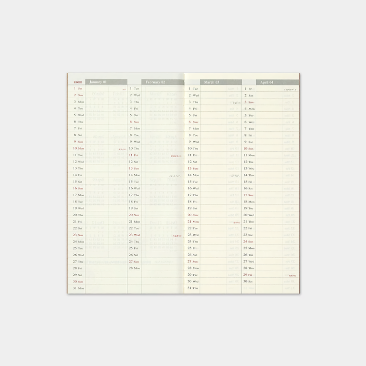 Traveler’s Company Traveler's notebook - 2022 Weekly + Memo, Regular Size