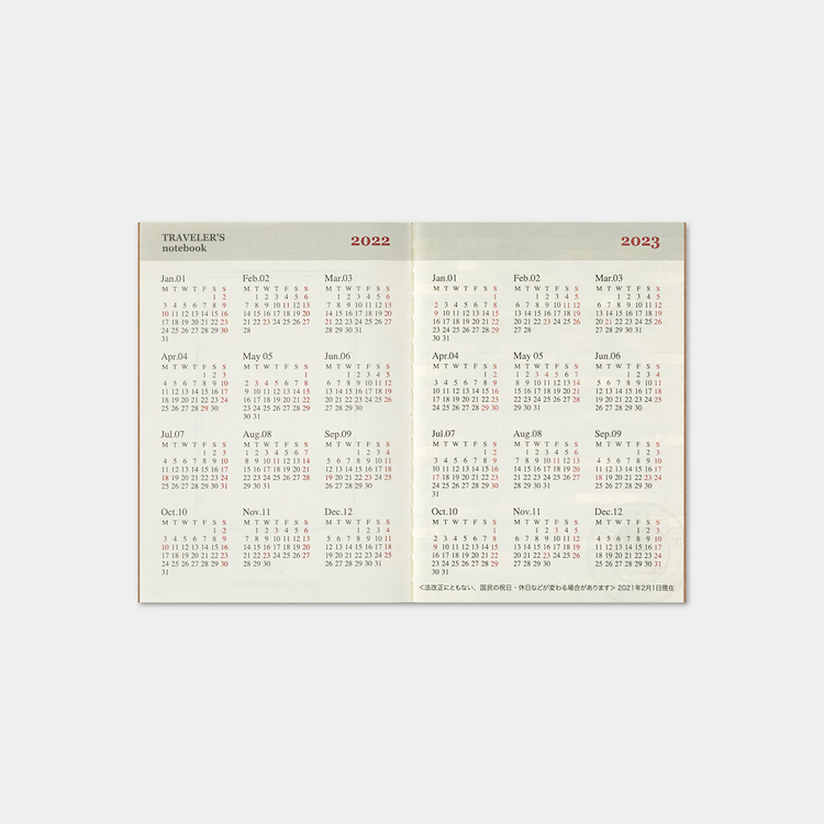 Traveler’s Company Traveler's notebook - 2022 Monthly, Passport Size