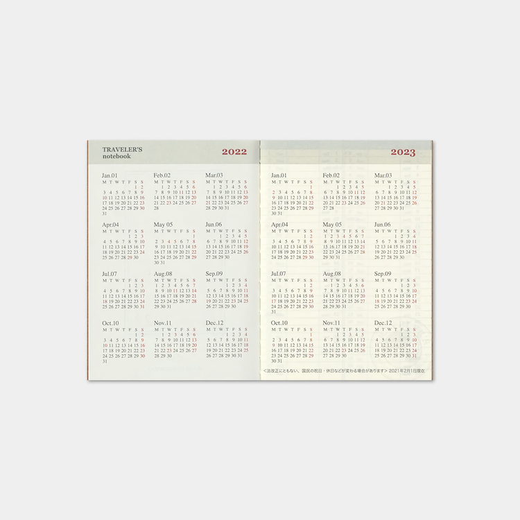 Traveler’s Company Traveler's notebook - 2022 Weekly, Passport Size