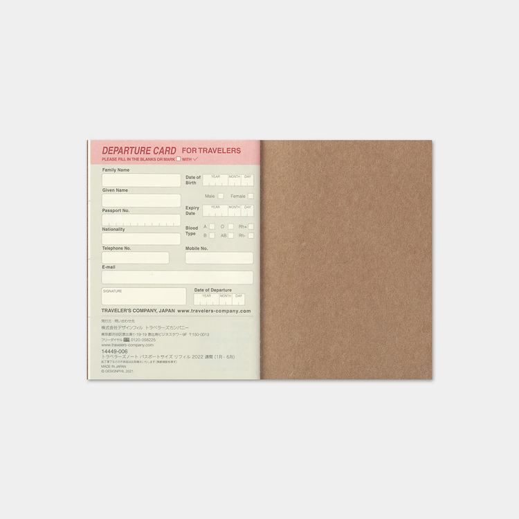 Traveler’s Company Traveler's notebook - 2022 Weekly, Passport Size