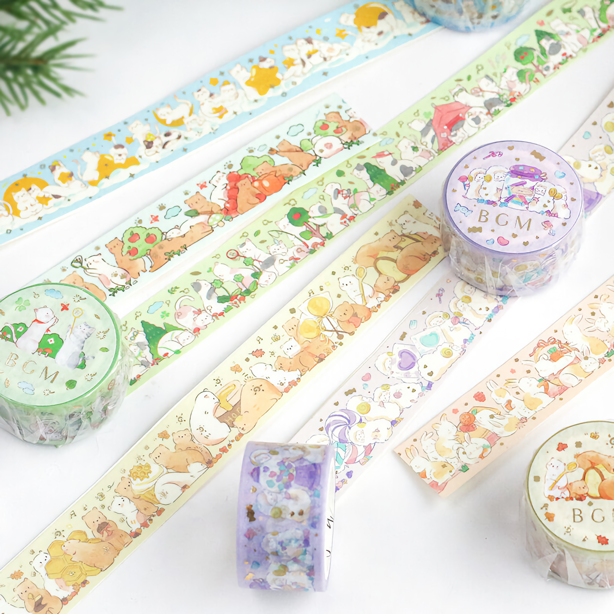 BGM Washi Tape Special Foil Animal Party Honey 20 mm
