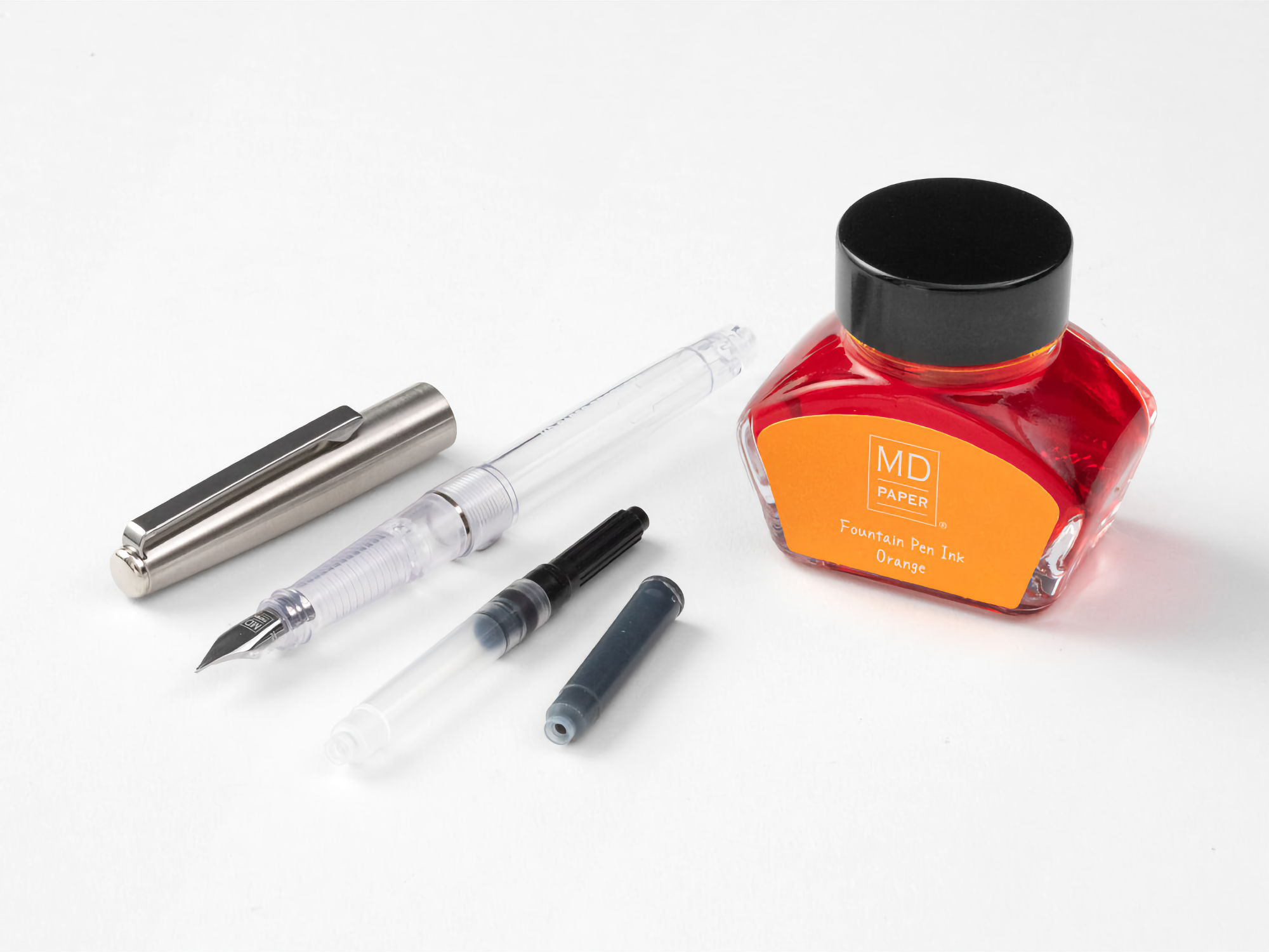 Midori MD Fountain Pen With Bottled Ink Orange [LIMITED EDITION]