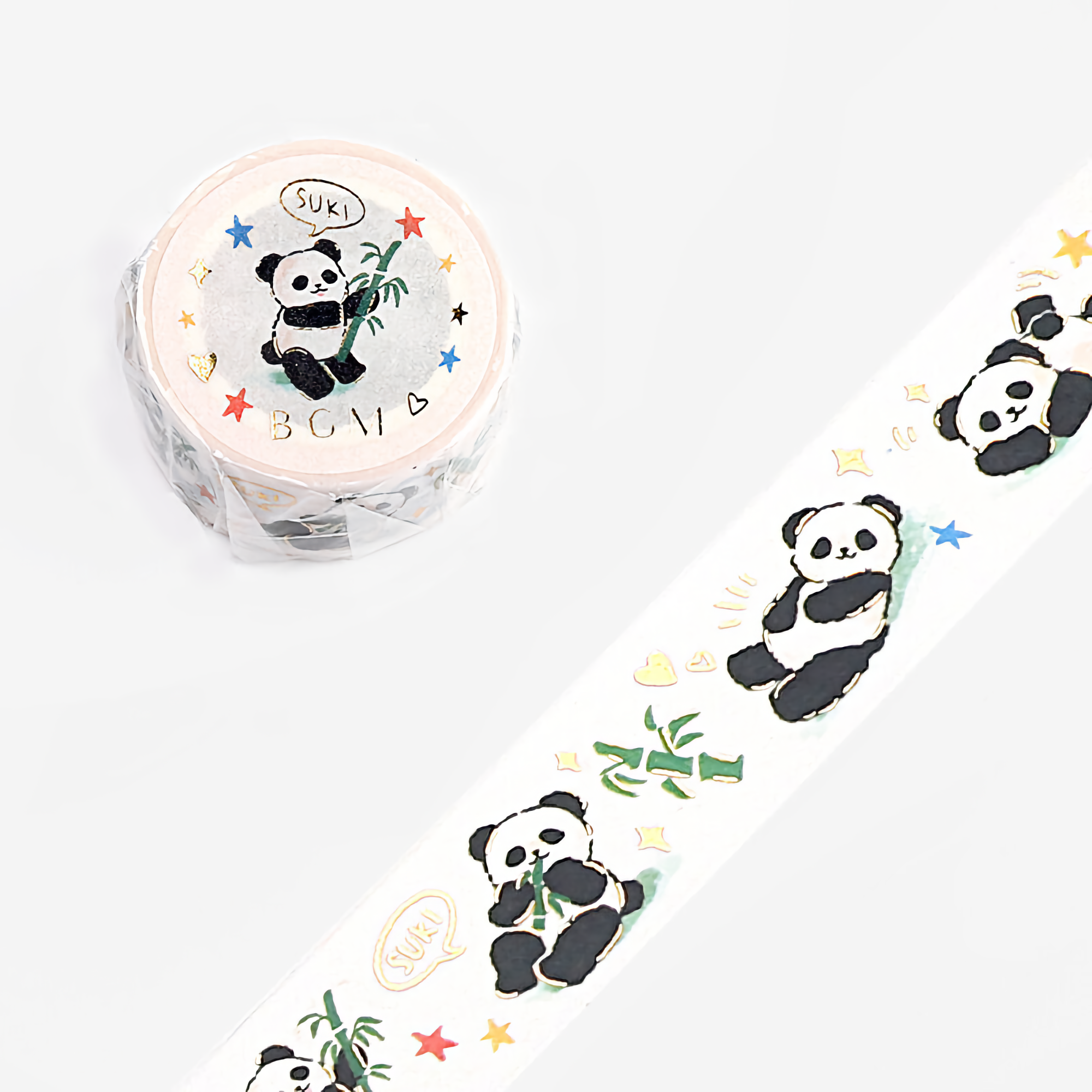 BGM Washi Tape Special Foil Panda Bear Bamboo 20 mm