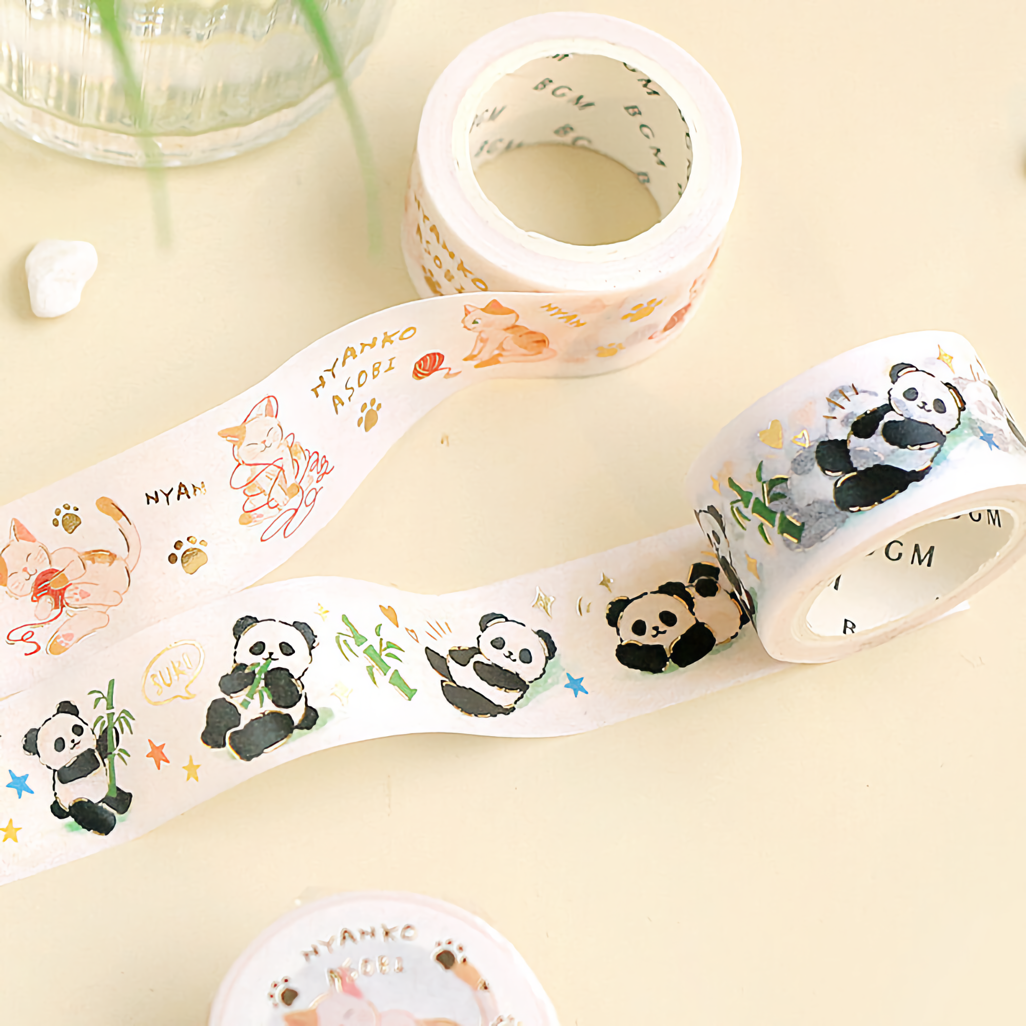 BGM Washi Tape Special Foil Panda Bear Bamboo 20 mm