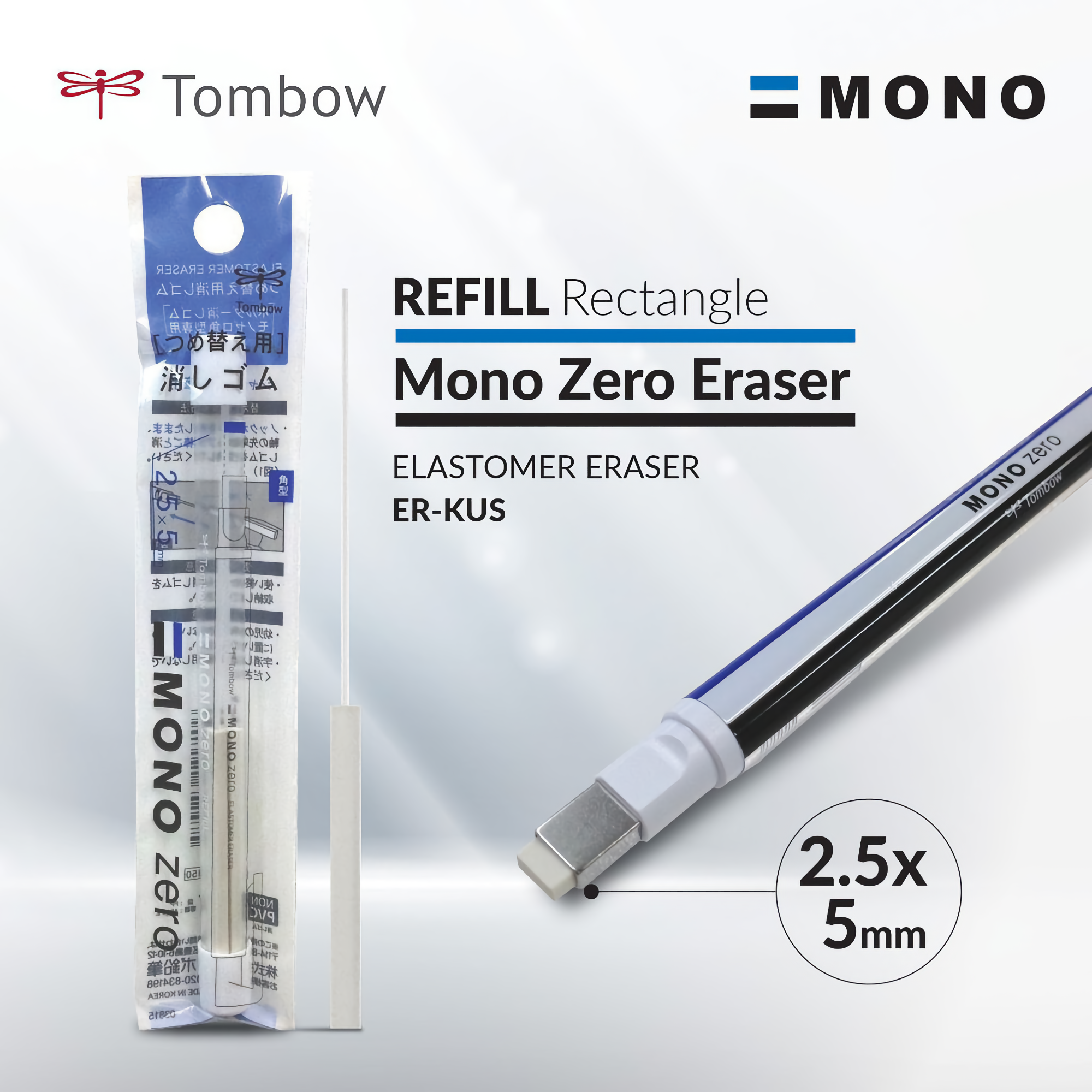 Tombow Mono Zero Raderpenna Fyrkantig Refill
