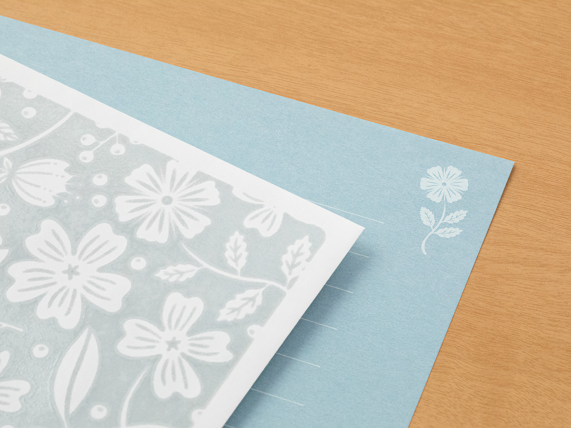 Midori Letter Set Openwork Floral Blue