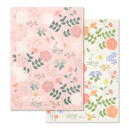 Midori Index Clear Folder A4 Flower 2-pack