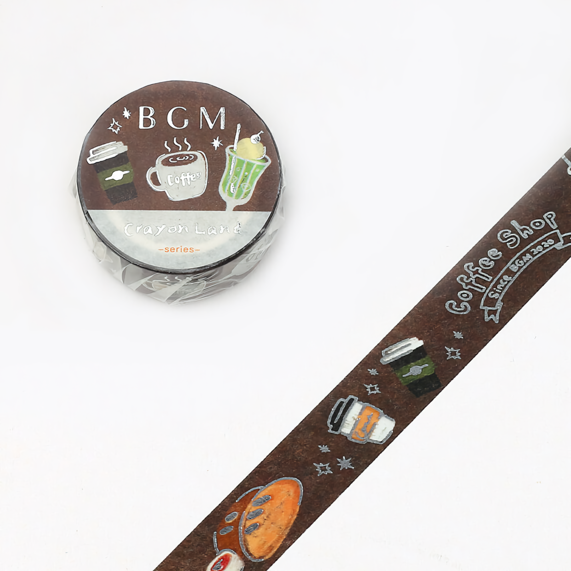 BGM Washi Tape Special Foil Crayon Land Coffee Shop 15 mm