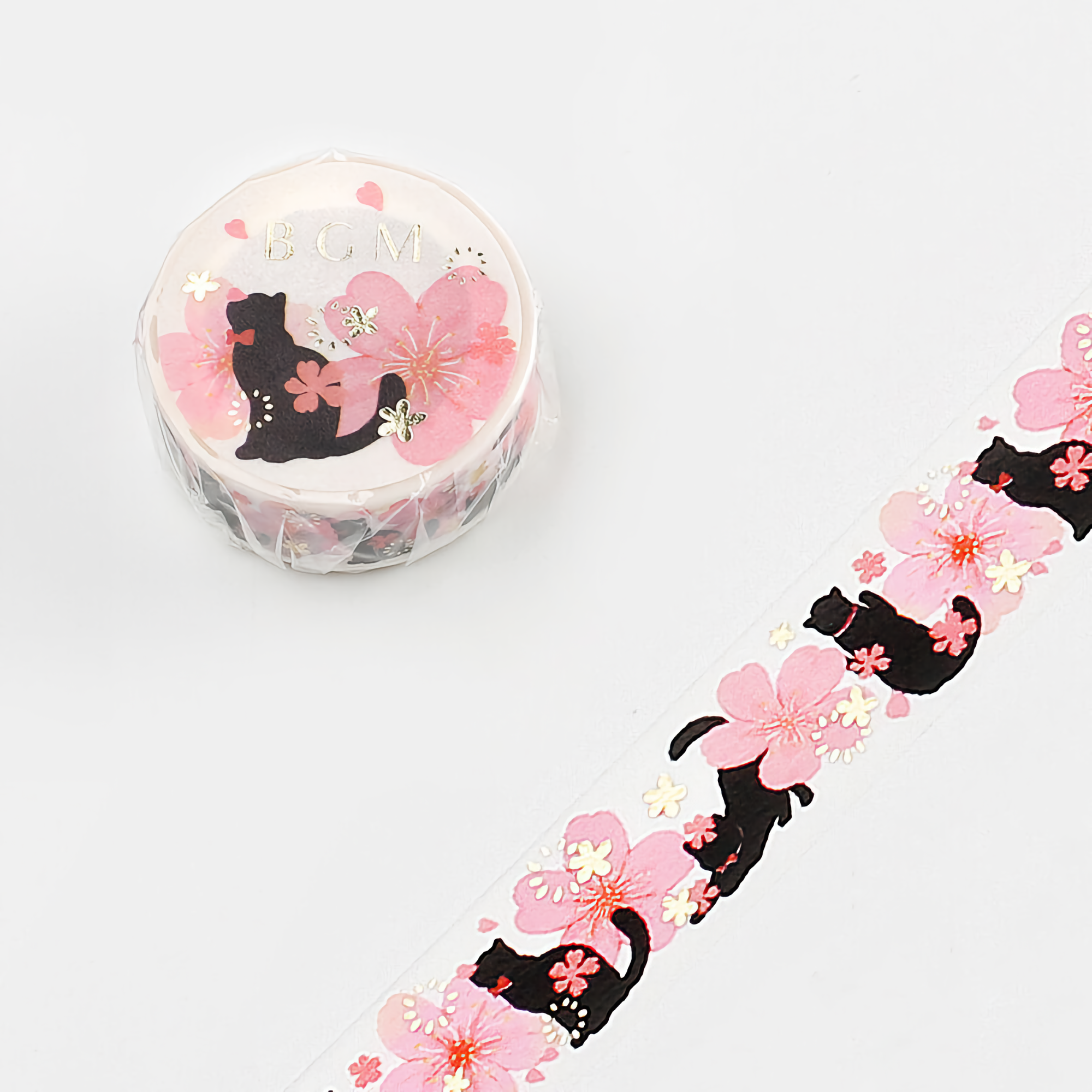 BGM Washi Tape Special Foil Sakura Black Cat 15 mm