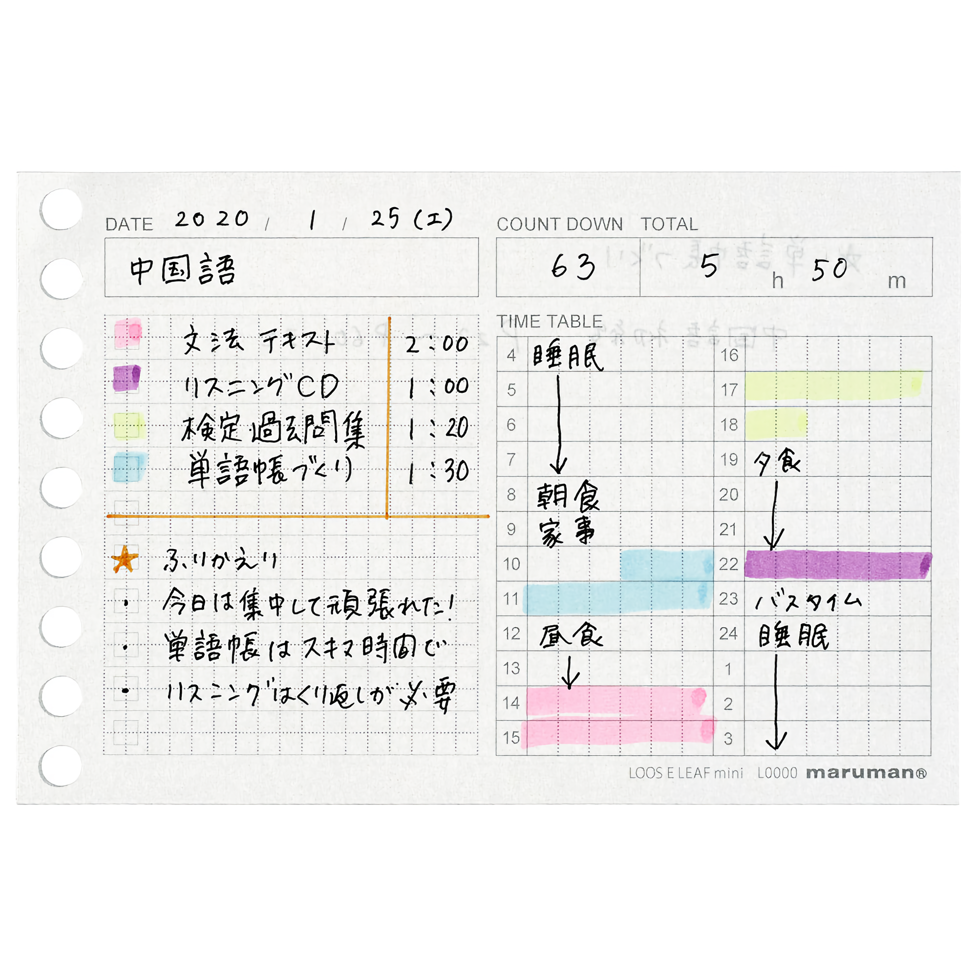 Maruman Loose Leaf Easy to Write Time Planning