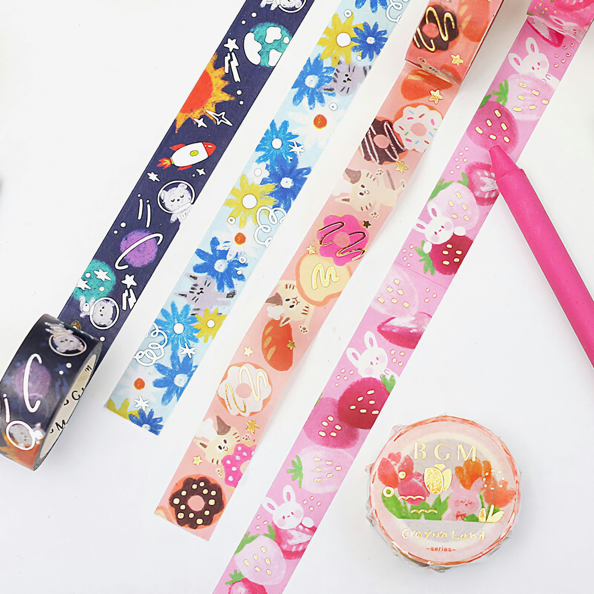 BGM Washi Tape Special Foil Crayon Land Space Adventure 15 mm