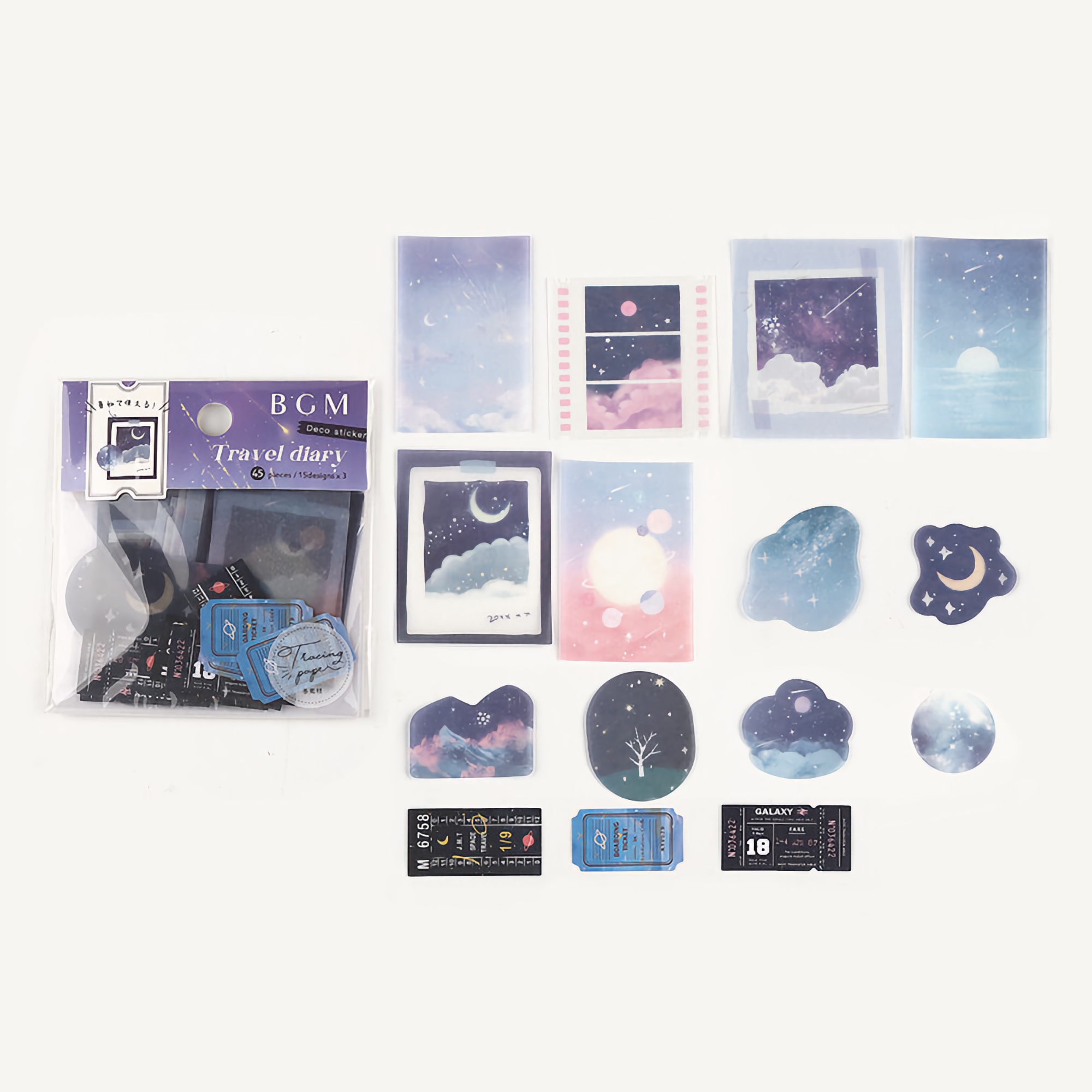 BGM Flake Stickers Travel Diary / Starry Sky Tracing Paper