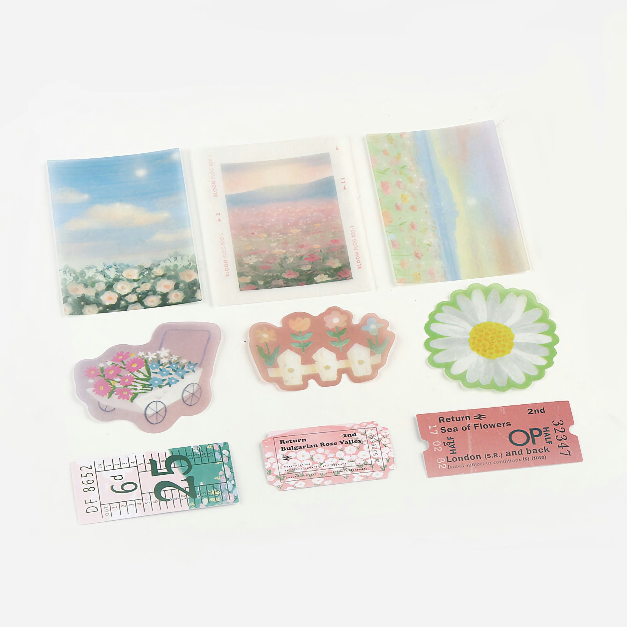 BGM Flake Stickers Travel Diary / Flower Field Tracing Paper